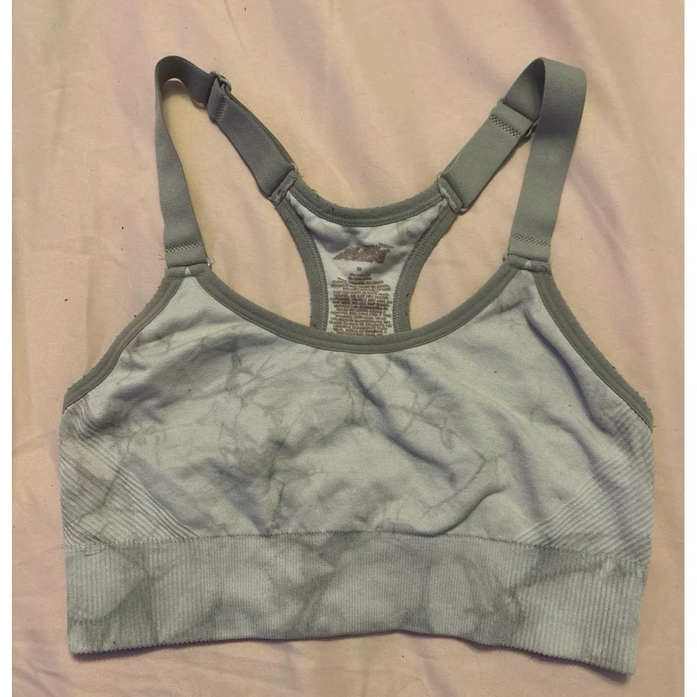 Avia Women's Grey Marble‎ Print Low Impact Sports Bra, Size Medium